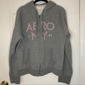 Aeropostale XL Gray Zip Up Hooded Sweatshirt